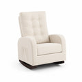 Silla mecedora de madera y tela de poliéster beige