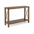 Mesa consola de madera y metal con 2 estantes