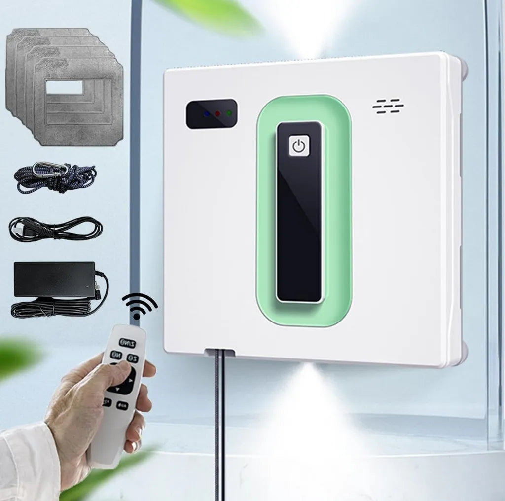 Limpiacristales Automático Inteligente con Depósito Doble y Succión de 3000 Pa, Compatible con App y Mando