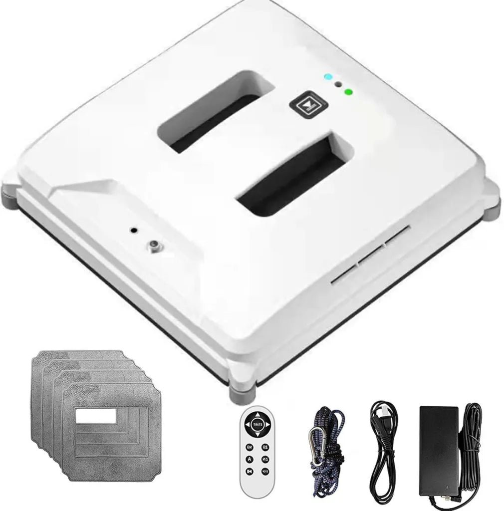Limpiacristales Automático con Doble Pulverización y Control Remoto, 3000 Pa, Ideal para Interior y Exterior, Azulejos y Puertas Vidrio, Blanco