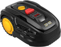 LANDXCAPE LX799 - Robot cortacésped para jardines de hasta 300 m², inclinación 25%, pantalla digital, carga lateral, sistema de mulching, 3 cuchillas, detección de impactos, negro/naranja