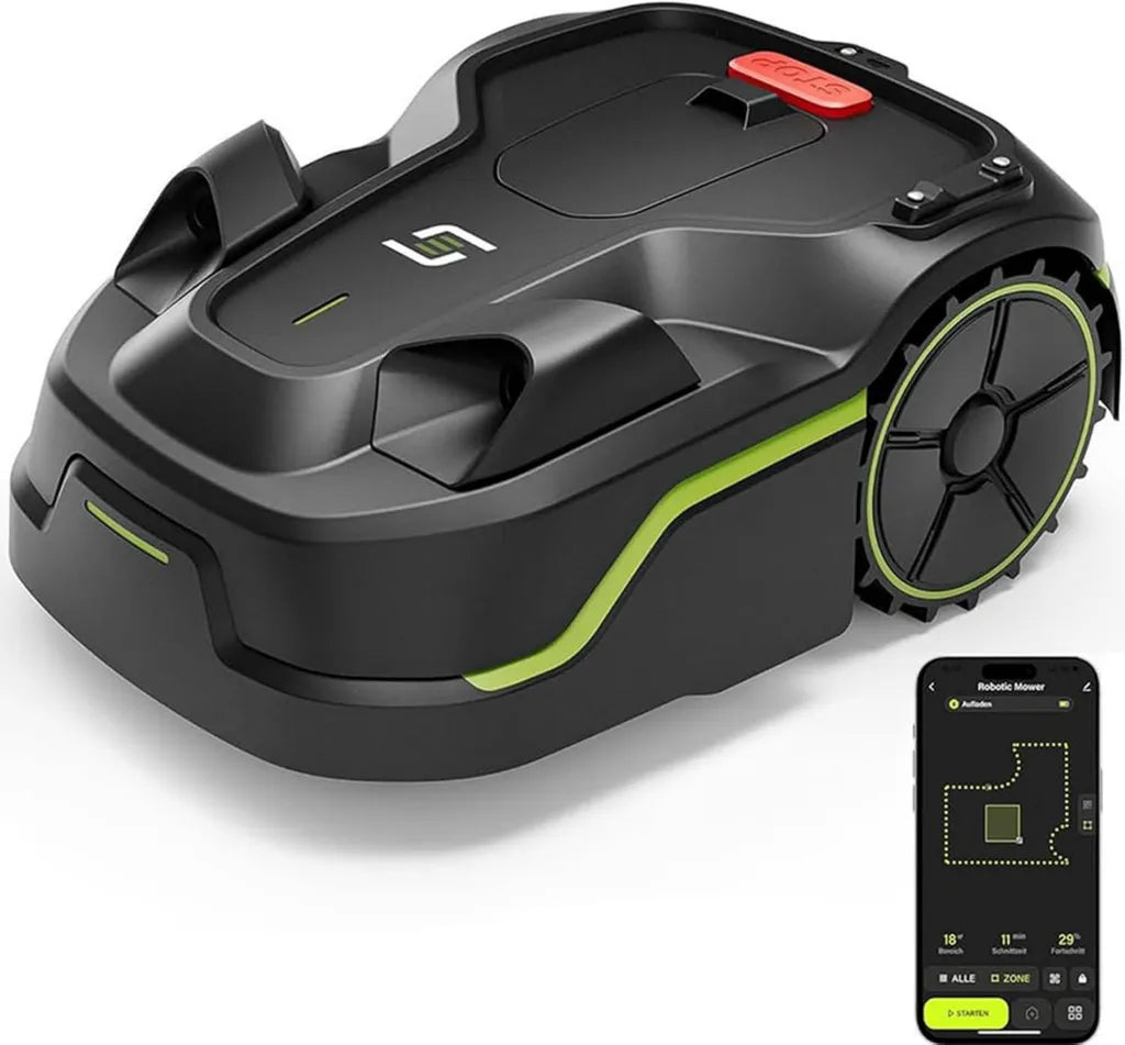 Robot cortacésped inteligente para jardines hasta 1000 m², altura ajustable 20-60 mm, pendiente hasta 35%