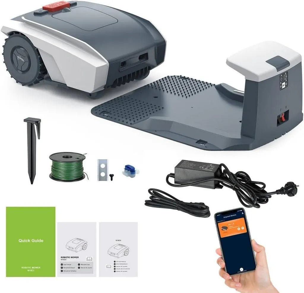 Robot cortacésped automático para 1500 m² con pendientes, silencioso y control por Bluetooth