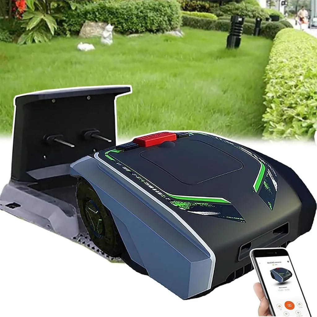 Robot Cortacésped Automático para Jardines de hasta 1500 m², Silencioso, con Sensor de Lluvia y Cable Perimetral