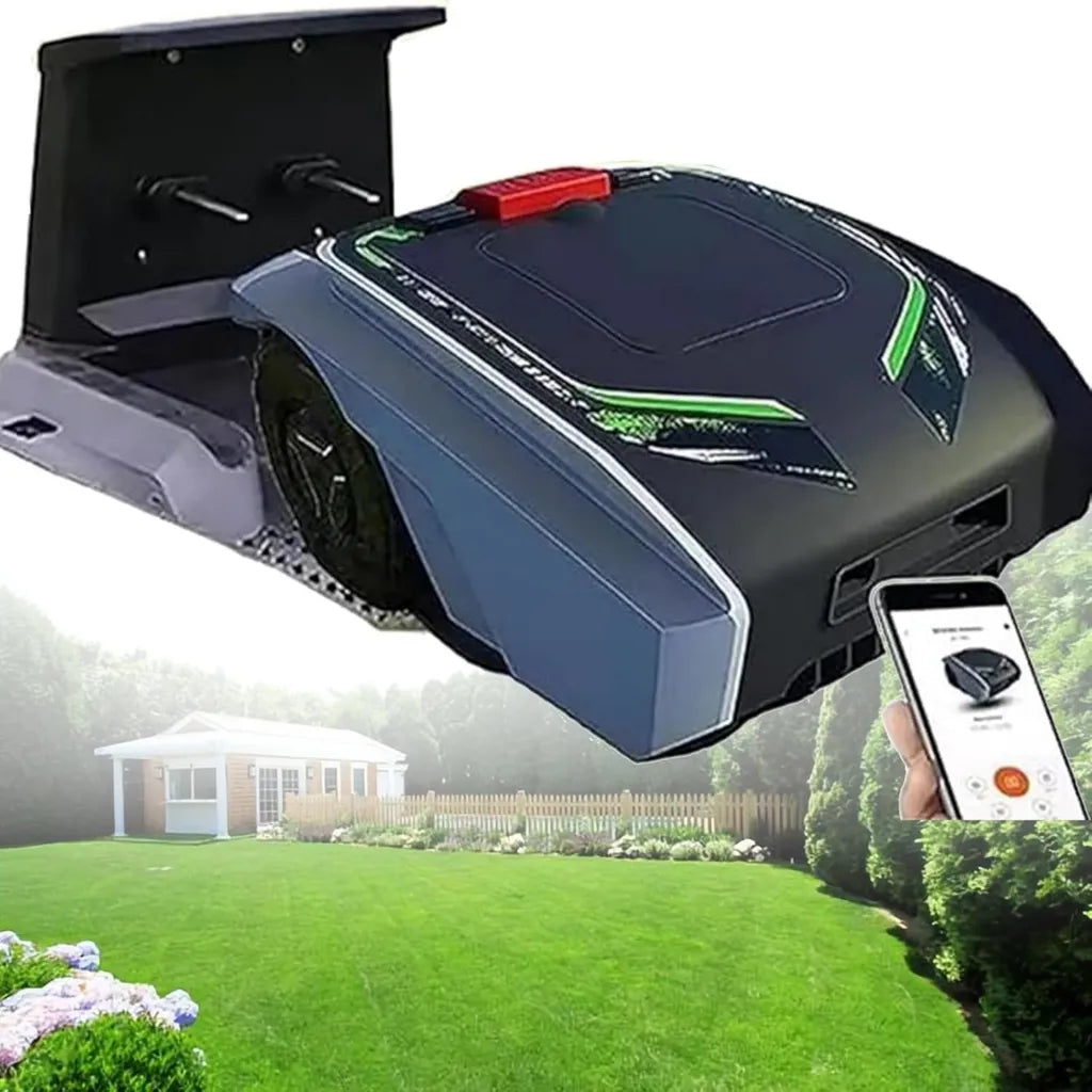 Robot cortacésped inalámbrico con control por APP, tracción en 4 ruedas y gestión multizona
