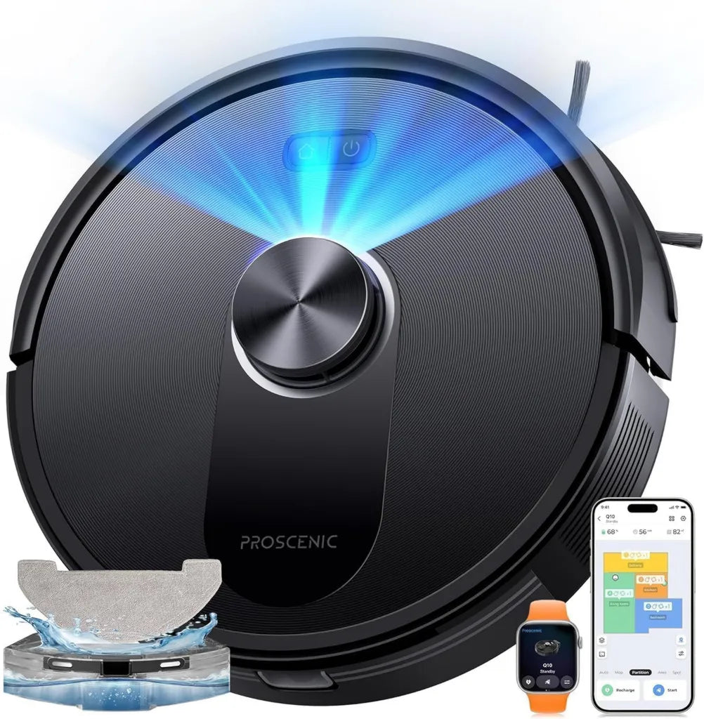 Aspiradora Robot Proscenic 8000 Pa con LIDAR y Autonomía 200 Min - Control por App, Voz y Apple Watch