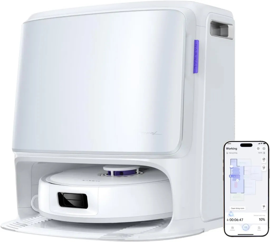 Robot Aspirador y Fregasuelos NARWAL Freo Z10, Autolimpiante y Anti-Enredos, Potencia de Succión 15000 Pa, Lavado de Alta Temperatura 75°C, Secado y Vaciado Automático, Mopa Extensible, Ideal para Mascotas