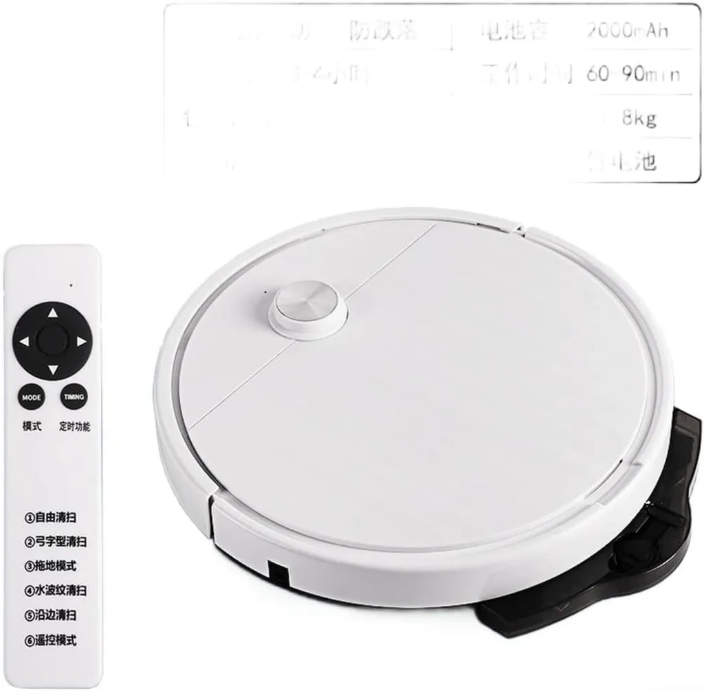 Aspirador Robot Inteligente 3 en 1 Ultrafino, Control por Voz, Navegación Eficiente, Negro