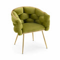 Silla de Terciopelo Verde con Estructura Metálica Dorada