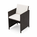 Silla de Ratán Sintético con Cojines de Poliéster Marrón Oscuro y Crema