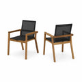 Conjunto de 2 sillas de teca con asiento y respaldo de textilene