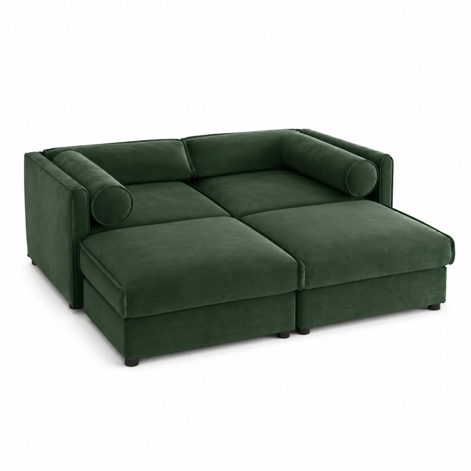 Sofá esquinero modular de terciopelo verde 200x150x85 cm
