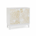 Aparador de MDF con Puertas Grabadas 80x120x40 cm Blanco y Dorado