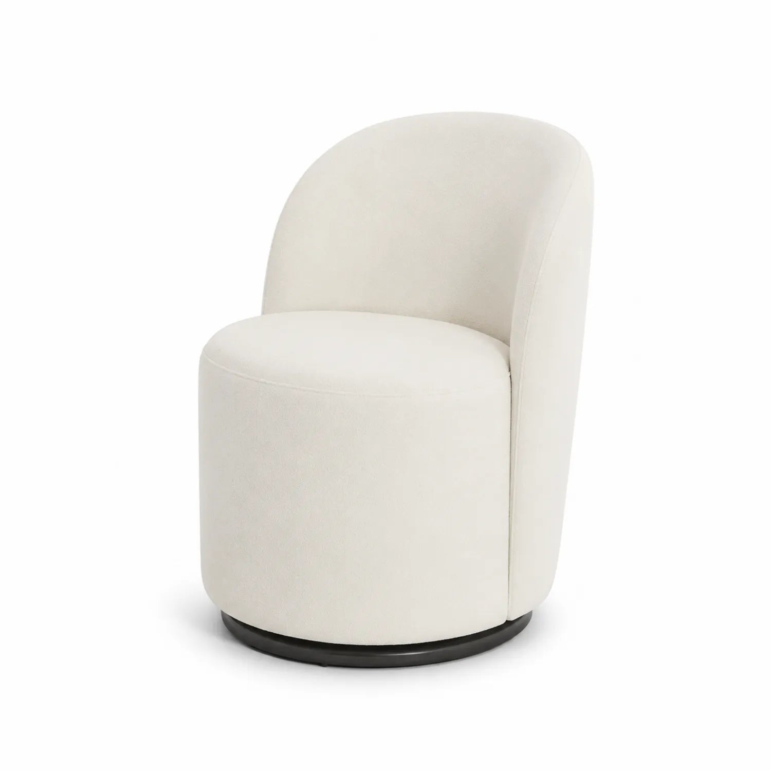 Silla giratoria de tela beige con base de metal