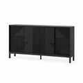 Aparador de Madera con Diseño Geométrico Negro 150x80x40 cm