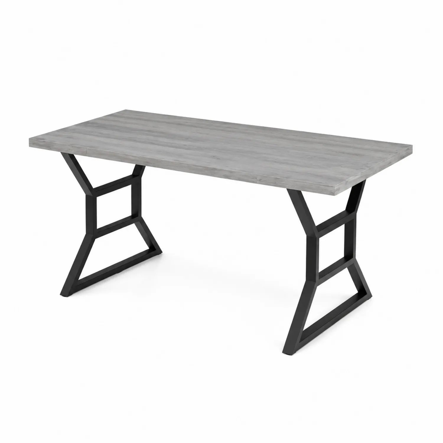 Mesa de comedor de MDF gris y metal negro 150x80x75 cm