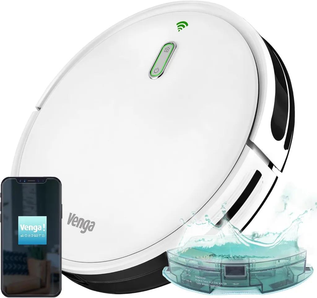 Robot Aspirador Blanco con Navegación Avanzada y Control por App