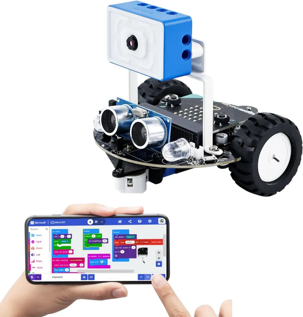 Kit de Robot Educativo Stem Micro:bit V2 con Cámara WiFi para Niños y Adolescentes