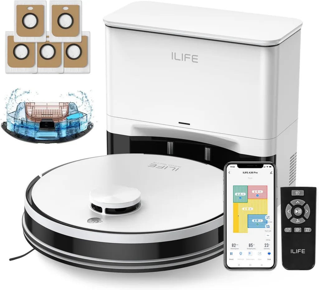 ILIFE A30 Pro, robot aspirador con autopurga, navegación LiDAR, compatible con Alexa, ideal para suelos duros