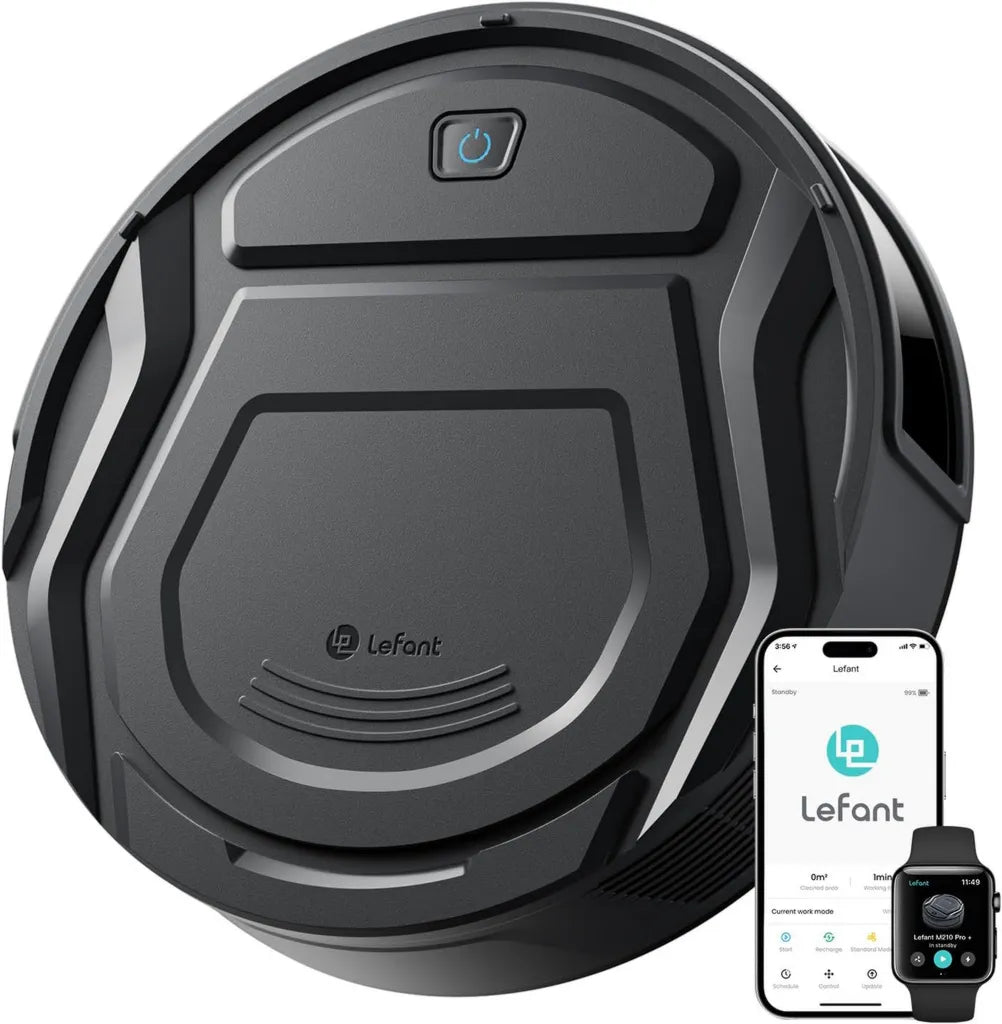Aspirador Robot Lefant M210 Pro+, 4000Pa, 200min, Sensor Anticolisión, Navegación Inteligente PSD 190°, Múltiples Modos, Silencioso para Mascotas y Suelos Duros, Negro