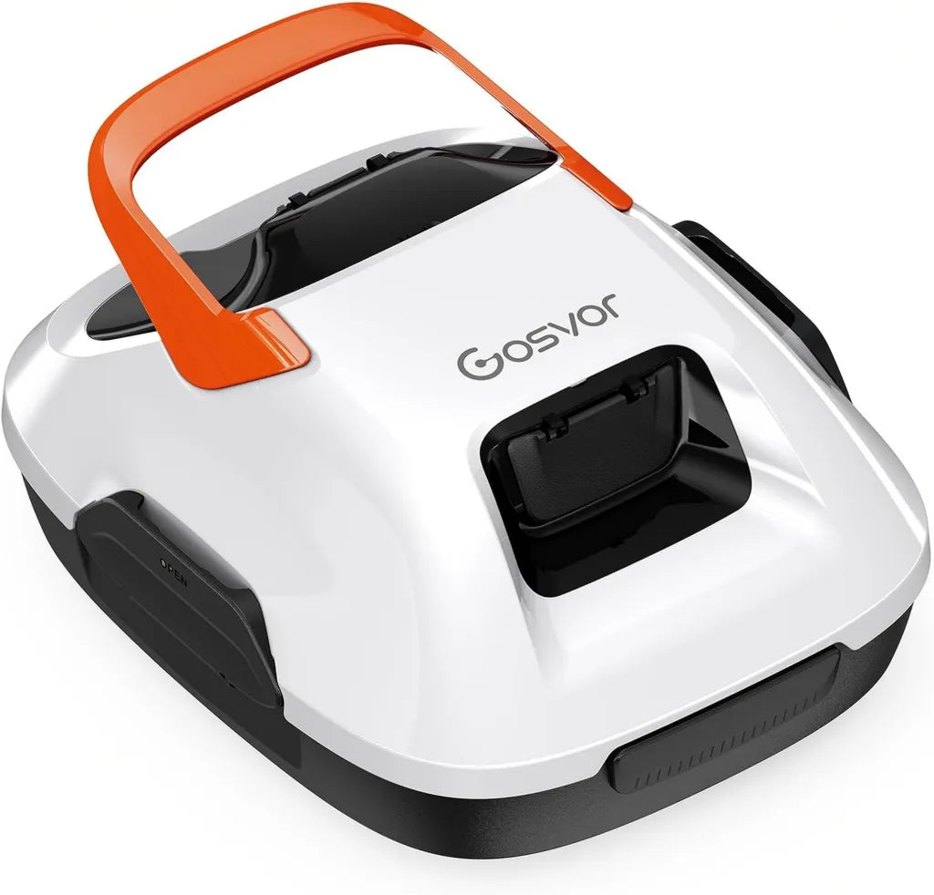 Robot Limpiafondos Automático para Piscinas Gosvor, Filtro 180µm, 90 Min de Autonomía, Auto Aparcamiento, Ideal para Piscinas de hasta 80m²