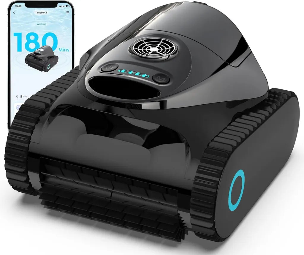 Robot para Piscinas con Limpieza de Fondos y Paredes, Autonomía 180 min, Doble Filtración, 3 Motores Potentes, Control por App, Diseño Inalámbrico para Áreas de 150㎡