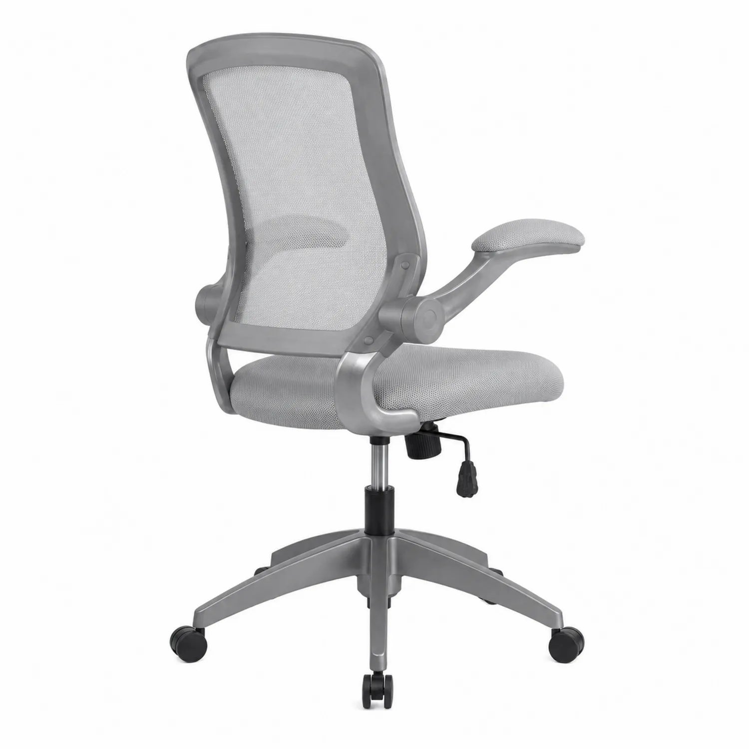 Silla de Oficina Acero y Malla con Reposabrazos Ajustables Gris