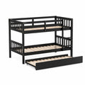 Litera de madera maciza negra con cama nido extraíble