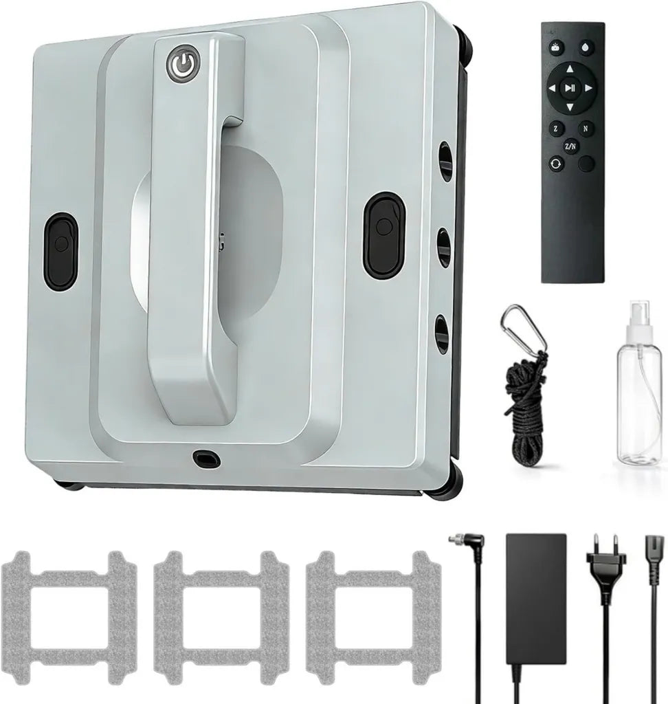 Robot limpiacristales automático 100 ml, 8000 Pa, multifunción, 6 boquillas de pulverización, 4 modos, 3 paños