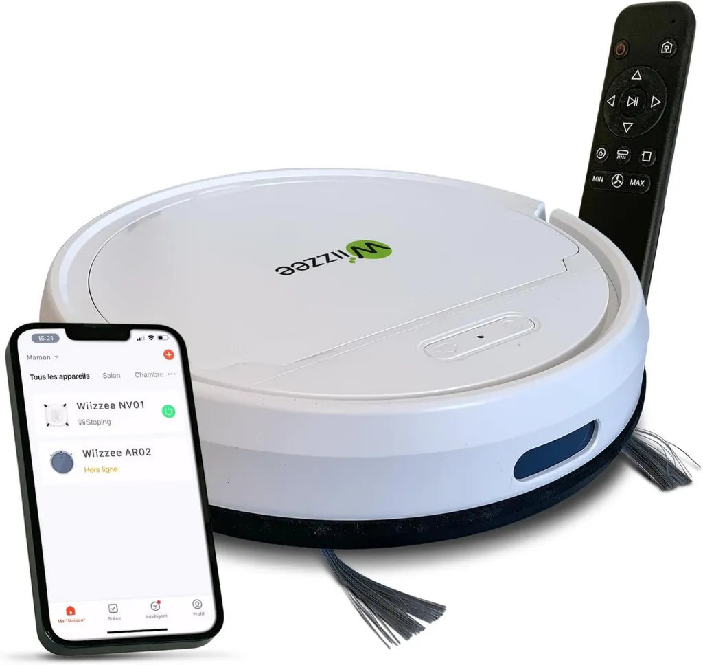 Aspiradora Robótica Wiizzee AR02, Control WiFi Tuya, 5 Modos de Limpieza, Autocarga, 90 Minutos de Autonomía