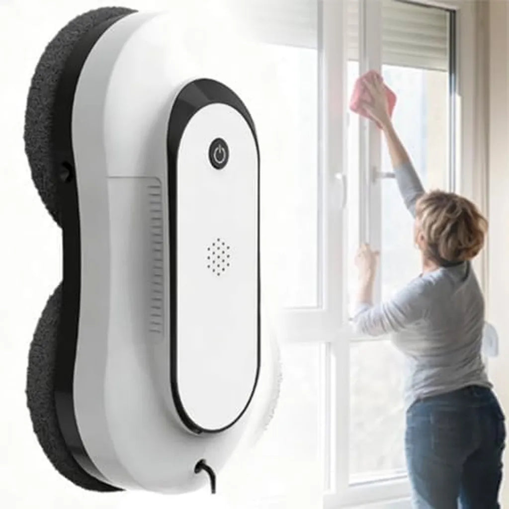 Robot limpiacristales con succión potente de 2800 Pa, 3 modos de limpieza, detección de bordes, control remoto, doble chorro, ideal para cristales y azulejos, uso en interiores y exteriores, color gris